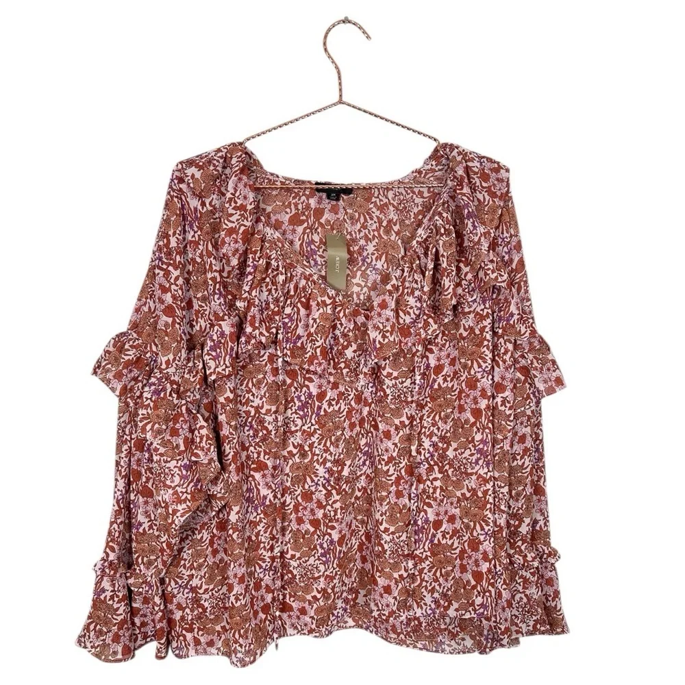 NWT J. Crew Floral Ruffle Floral Blouse Pink